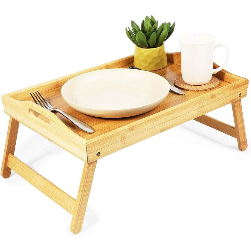  SeaTeak Folding Serving Tray with Legs, Small Folding Tray  Table, Folding Dinner Tray
