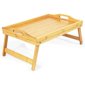 Bamboo Bed Serving Tray with Folding Legs (17.2 x 12 x 8 in)