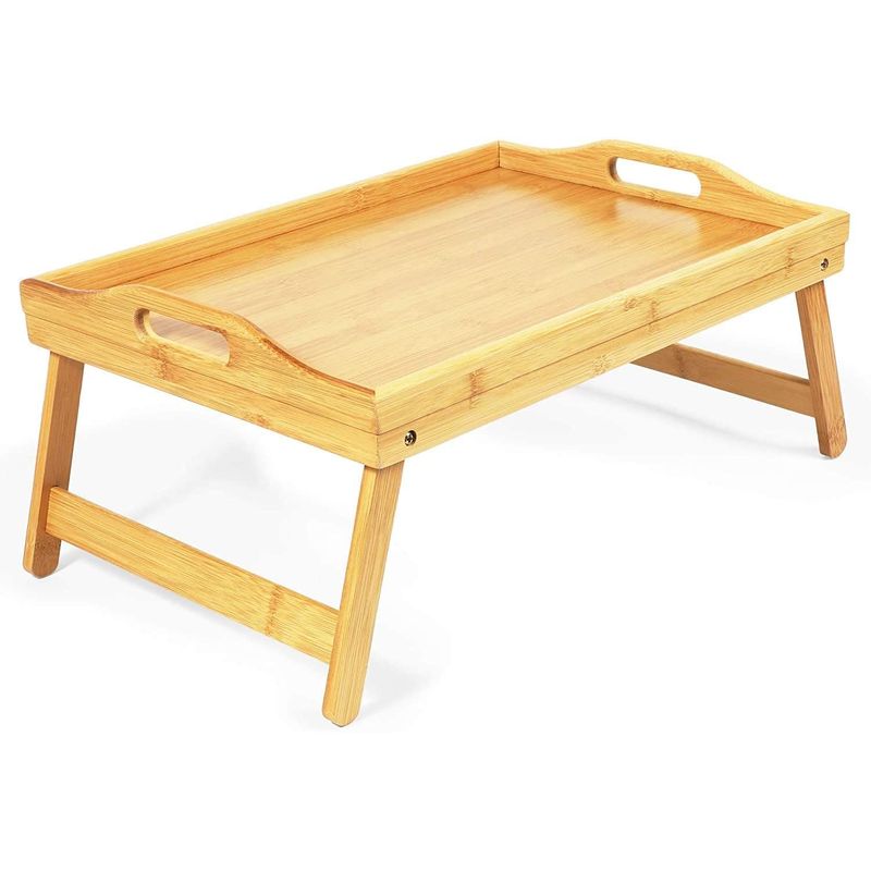 Bamboo Bed Serving Tray with Folding Legs (17.2 x 12 x 8 in