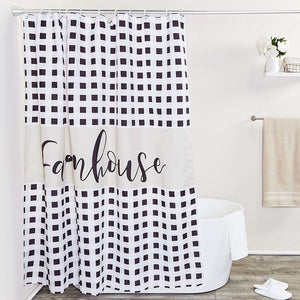 Farmhouse Shower Curtain Set with 12 Hooks, Rustic Bathroom Decor (70 x 71 In)