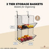 Farmlyn Creek 2 Tier Hanging Fruit Basket for Kitchen Storage (11.7 x 12 x 21 in, 2 Pack)