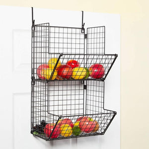 Farmlyn Creek 2 Tier Hanging Fruit Basket for Kitchen Storage (11.7 x 12 x 21 in, 2 Pack)