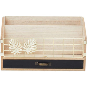 Rustic Wooden Desk Organizer for Office Supplies (11 x 6.7 x 4 In)