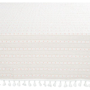 Farmhouse Tablecloth with Tassels (Ivory, 54 x 108 in)