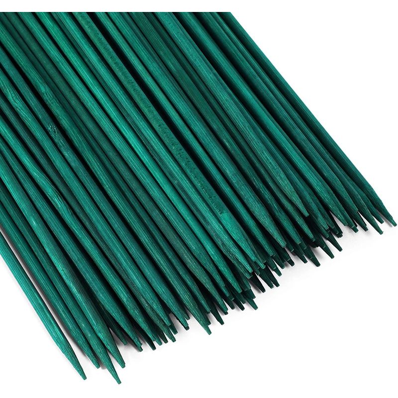 100 Bamboo Garden Stakes with 25 Yards Flower Tape (Green, 101 Pieces)