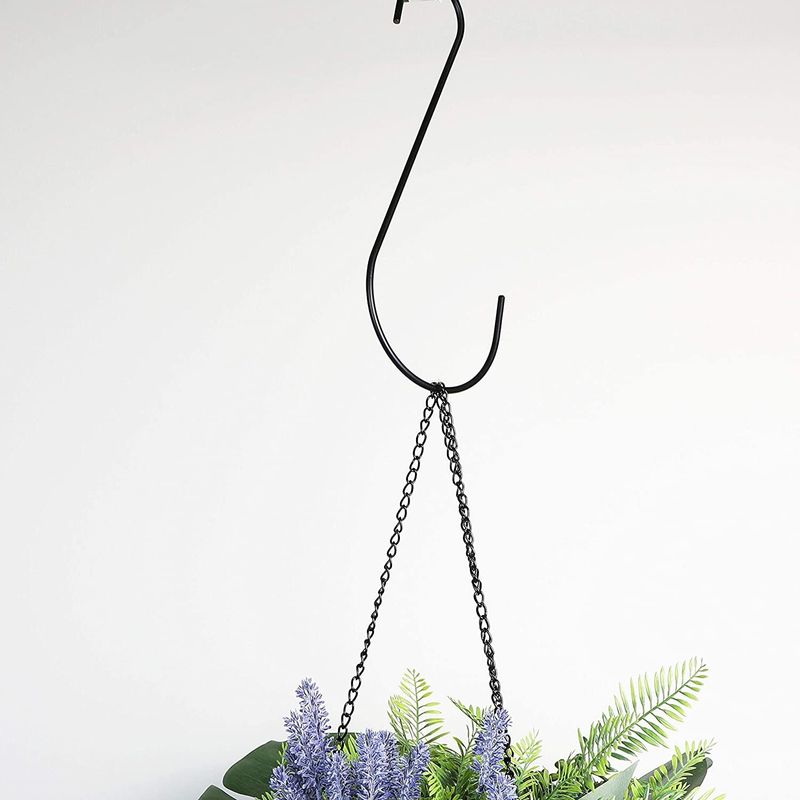 S Hooks for Hanging Plants,Heavy Duty S Hooks Small Non Slip Metal Black  Closet S Hooks - small 