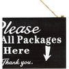Farmlyn Creek Hanging Wooden Deliveries Sign (11.75 x 6 Inches, Black)