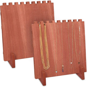Wood Necklace Display Stand, Jewelry Organizer (9 x 10 x 5.5 In, 2 Pack)