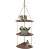 3 Tier Wood Hanging Corner Shelf with Jute Rope (42 Inches)