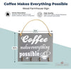 Wood Farmhouse Sign, Coffee Makes Everything Possible (12 x 9.5 in)