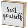 Funny Bathroom Wall Decor Sign, Seat Yourself (White, 6 x 6 Inches)