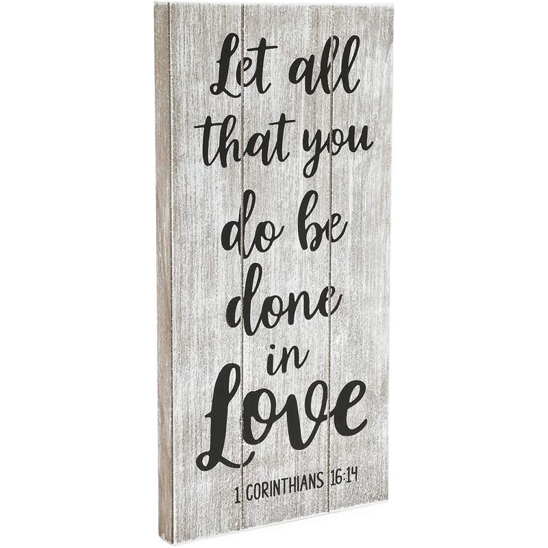 Farmlyn Creek Wooden Religious Wall Art, 1 Corinthians 16:14 Be Done in Love (15.7 x 7.87 in)