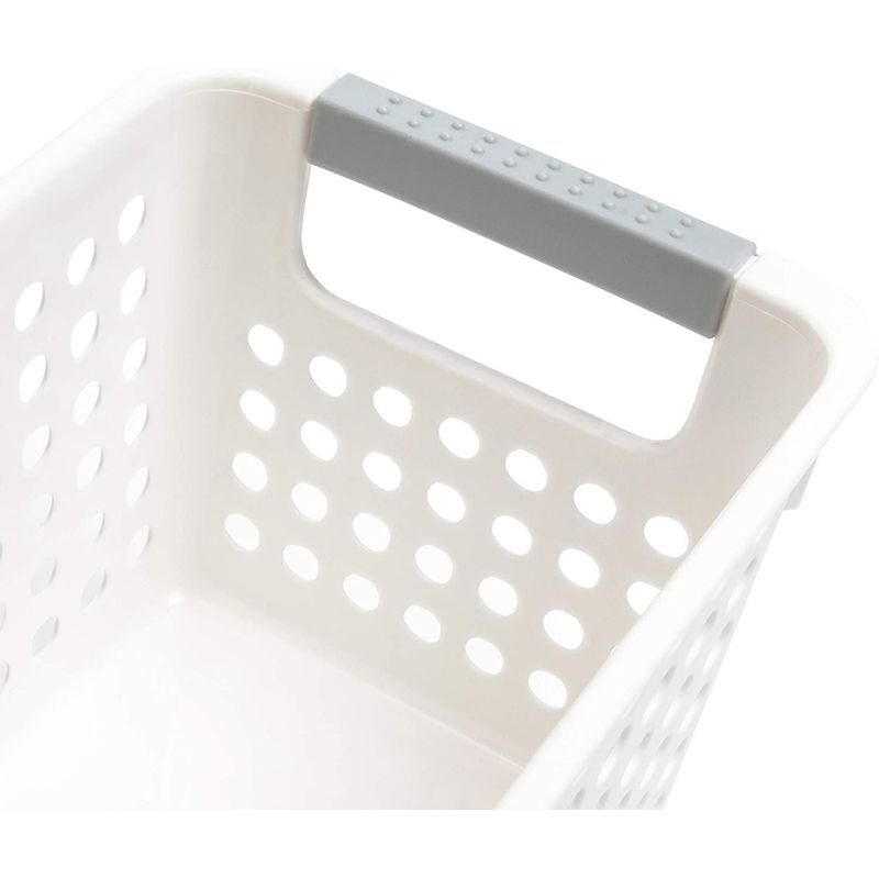 Farmlyn Creek Black Plastic Baskets with Handles for Bathroom, Laundry Room, Closet Organization (4 Pack)