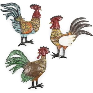 French Country Metal Rooster Trio for Barn Wall Decor (11.5 In, 3 Pack)