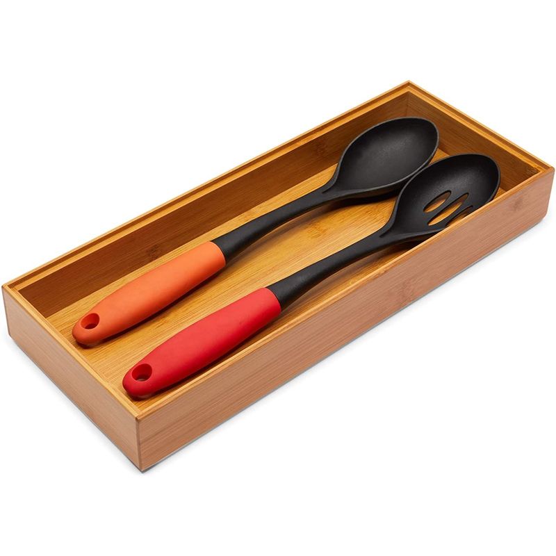 Bamboo Utensil Drawer Organizers for Kitchen (15 x 6 x 2 In, 3 Pack)