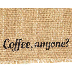 Woven Burlap Placemat, Coffee, Anyone (17.7 x 13.8 in)