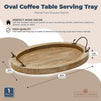 Oval Coffee Table Serving Tray, Wood Farmhouse Decor (16 x 11 x 2 Inches)