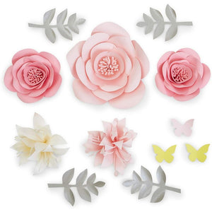 3D Paper Flowers, Pink Wall Decor (12 Pieces)