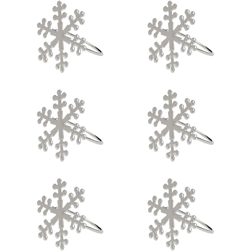 Farmlyn Creek Snowflake Napkin Ring Set, Christmas Holiday Party Decor (2 in, 6 Pack)