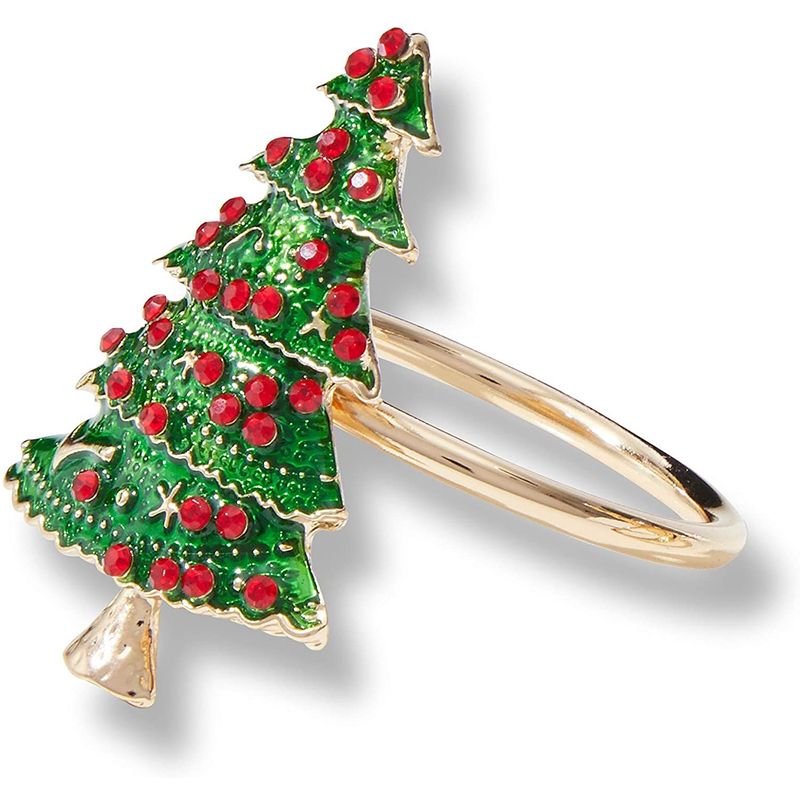 Farmlyn Creek Christmas Tree Napkin Ring Set, Holiday Home Décor (1 x 2 in, 6 Pack)