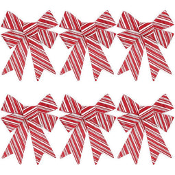 Red Christmas Bows for Gift Wrapping, Candy Cane Stripes (7 x 9 in, 6 Pack)