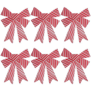 Bows for Gift Wrapping, White and Red Striped Bow (11 x 15 in, 6 Pack)