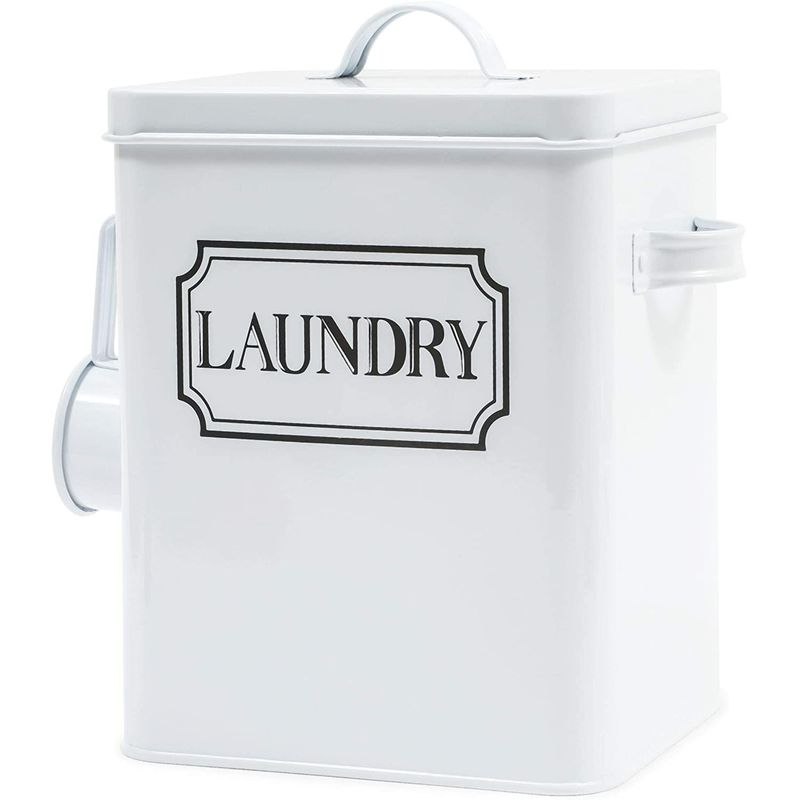 White Laundry Detergent Container with Scooper (7 x 9.25 x 6 In) – Farmlyn  Creek