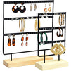 Farmlyn Creek Metal Earring Holder, Modern Jewelry Stand, 2 Sizes (Black, 2 Pieces)