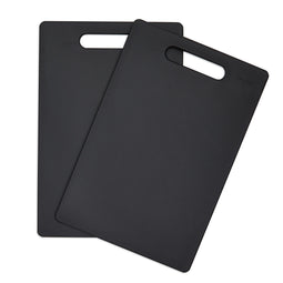 2 Pack Small Plastic Cutting Boards for Kitchen with Handles for Food, Fruits, Vegetables (Black, 7.7 x 11.6 In)