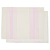 Set of 6 Placemats 13 x 17 in, Beige Pink Striped Washable Place Mats for Kitchen & Dining Table Decoration