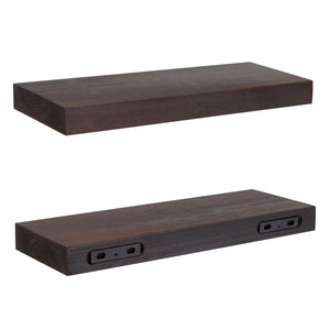 Set of 3 Dark Brown Wooden Floating Shelf for Nursery, Office, Bedrooms, Space Saving (15.7 x 5.5 x 1.5 In)