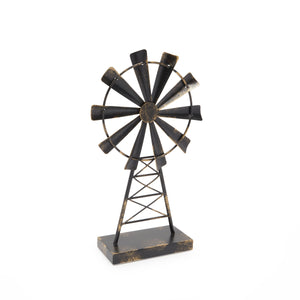 Metal Windmill for Farmhouse Decor, Rustic Home Decorations (8 x 14 Inches)