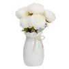 Artificial Farmhouse Flowers with Ceramic Vase, White Peony Bouquet (2 Pieces)
