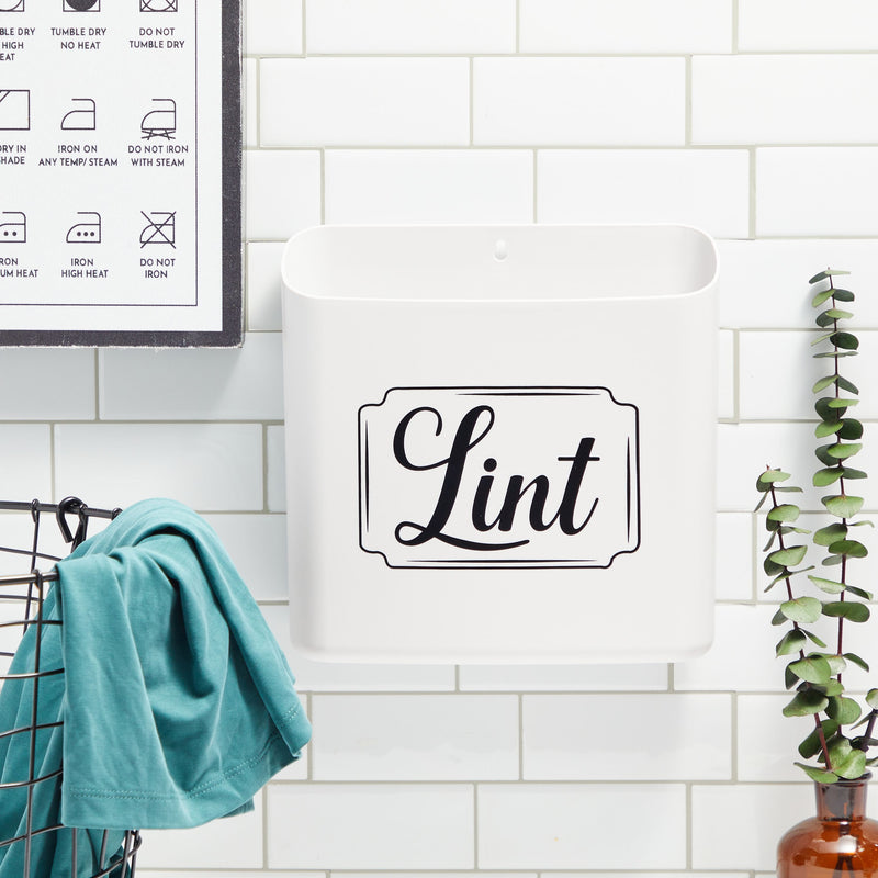 Lint Bin for Laundry Room, Magnetic Wall Mounted Trash Can (Light Grey, 9.25 x 2.75 In)