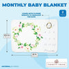 Baby Growth Blanket with Small Wreath for Monthly Milestones (40 x 27.5 in) White