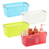 4 Pack Plastic Storage Baskets with Handles, Small Bathroom Organizing Bins for Shelves and Laundry, 4 Colors, 11.5x5x5 inches