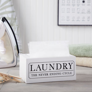 Dryer Sheet Holder for Laundry Room Organization, Farmhouse-Style Decor, Dryer Sheet Box Cover for Softener Dispenser, Washroom, Holds 120 Sheets (White, 8x5x4 In)