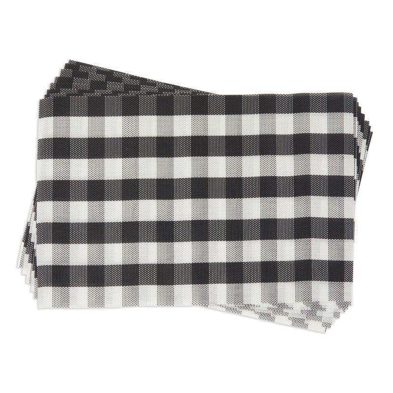 Black and White Buffalo Plaid Placemats Set of 8, Farmhouse Decor (18 x 12 in)