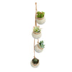 4 Piece Small Ceramic Window Hanging Planters on 23" Jute Rope for Fence, 4 Inch Pots for Succulents, Indoor, Outdoor Flowers