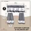 3 Piece Kitchen Curtains and Valances Set for Windows, Love Family, Laugh, Live (Black and White)
