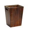 2 Piece Rustic Style Wood Trash Can Set, Farmhouse Square Wastebasket Bin with Handles for Home or Office (Brown, Small & Large)