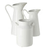 Set of 3 Ceramic Vase Pitchers for Home Decor, Small White Centerpieces for Living Room (3 Sizes)
