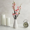 Light Pink Artificial Cherry Blossom Flowers with 5.75" White Ceramic Vase