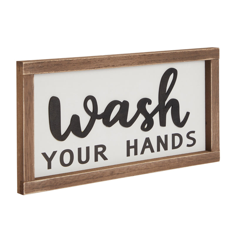 3 Piece Bathroom Sign Wall Decor, Wash Your Hands, Brush Your Teeth, Hang Your Towel, Rustic Hanging Sign 12 x 6 In)