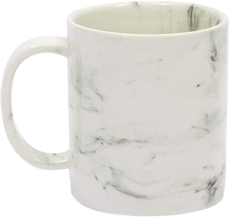 Rose Gold Letter R Monogram Mug, White Marble Ceramic Coffee Cup (11 oz)