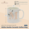 Rose Gold Letter M Monogram Mug, White Marble Ceramic Coffee Cup (11 oz)