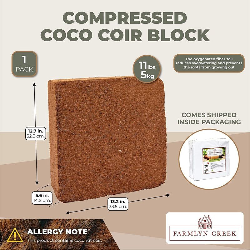 Compressed Coconut Coir Seed Starter for Potting Plants, Soil Block for Gardening (11 Pounds)