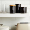 Set of 3 Matte Black Kitchen Canisters with Bamboo Lids for Countertop, Coffee, Tea Storage (3 Sizes)